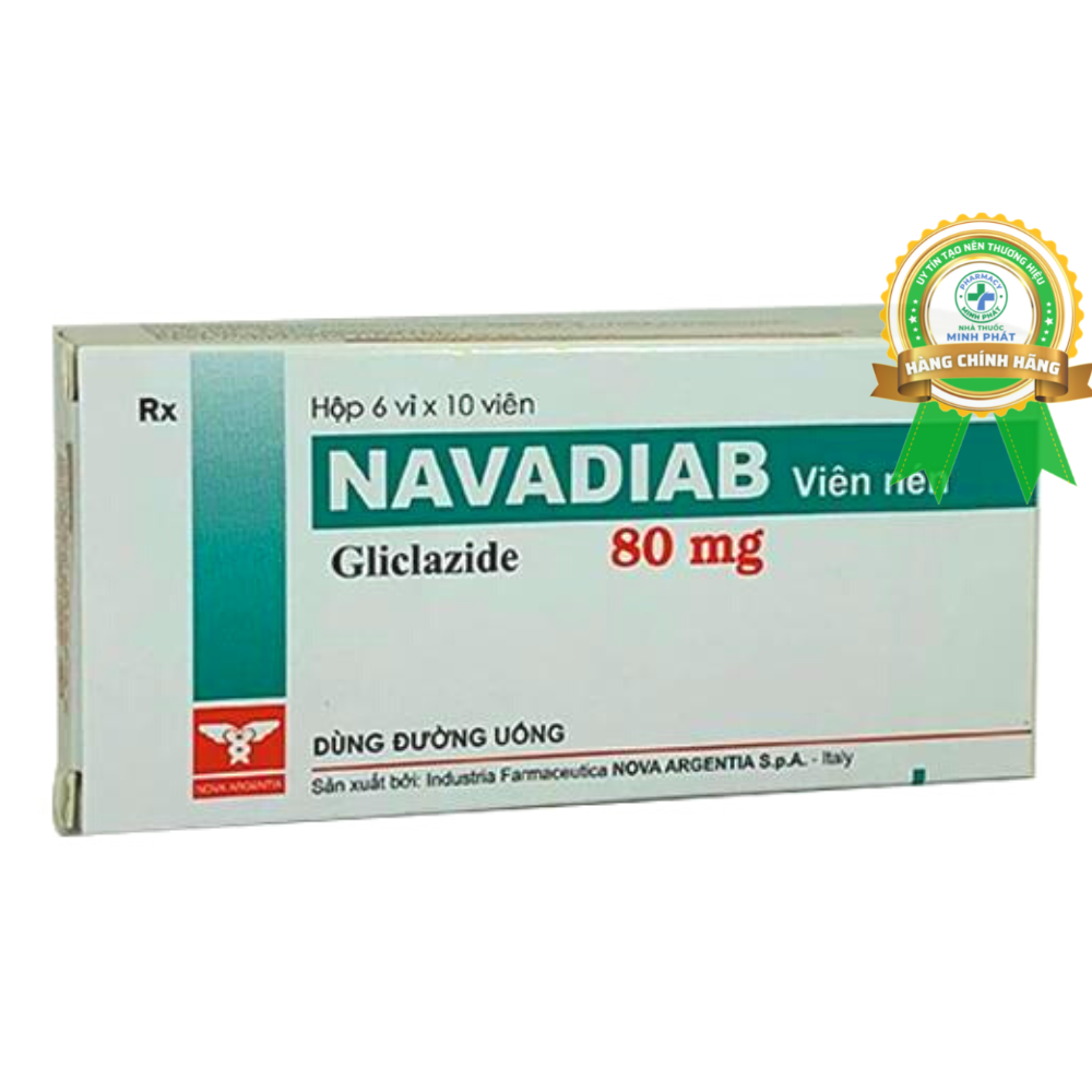Thuốc Navadiab 80mg Nova Argentia điều trị tiểu đường type 2 (6 vỉ x 10 viên)